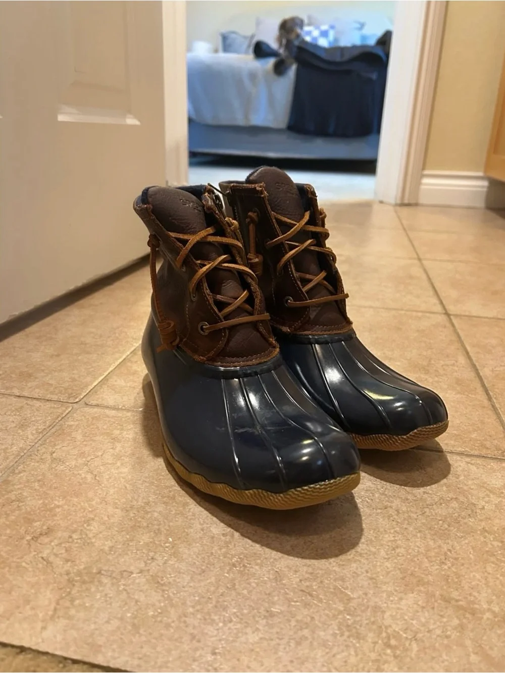 Sperry Navy and Brown Duck Boots